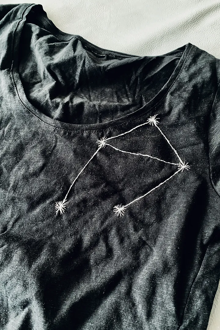 Constellation Embroidered T-Shirt Libra Woman