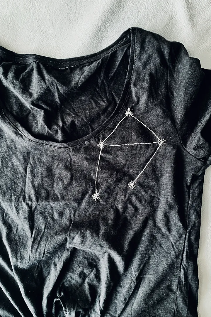 Constellation Embroidered T-Shirt Libra Woman