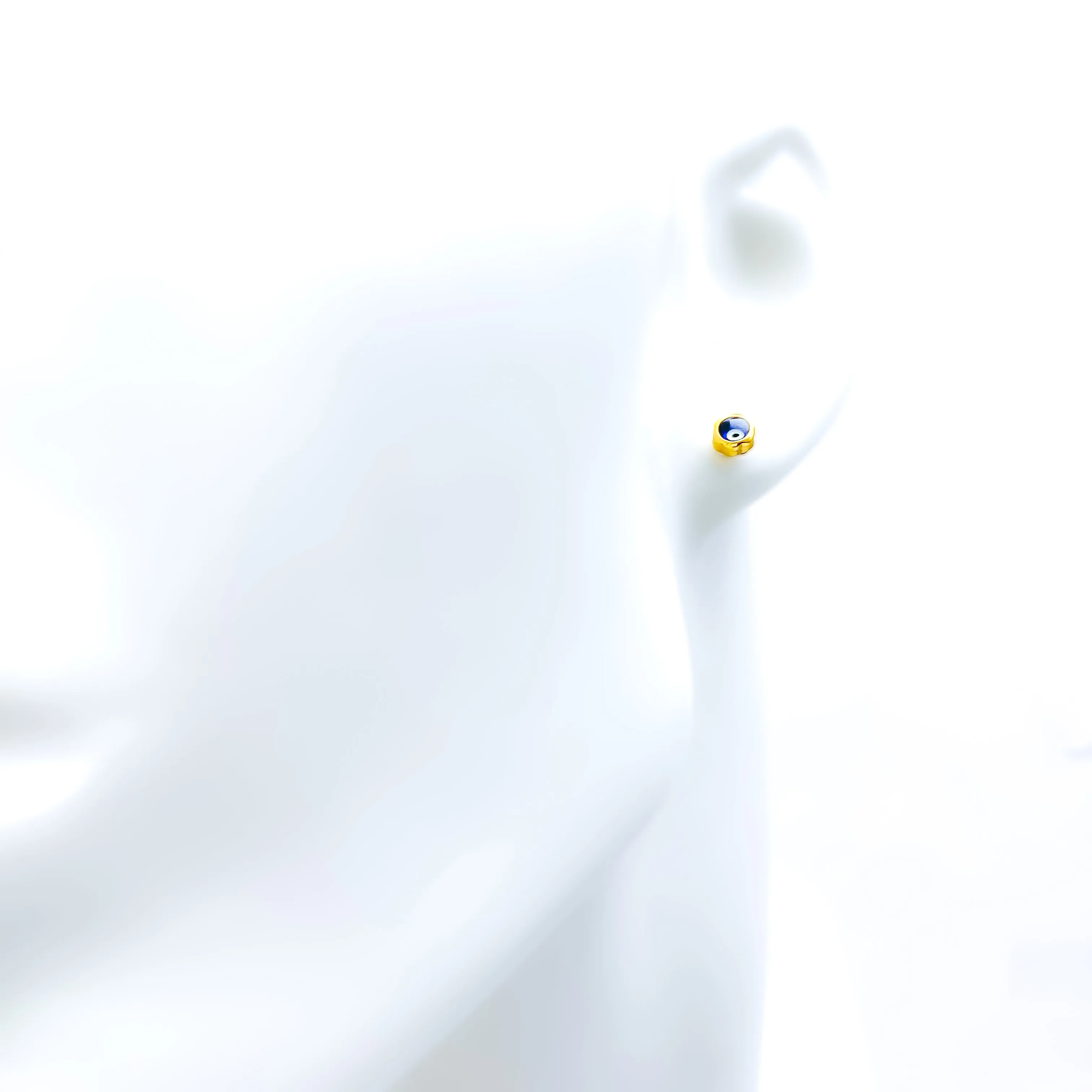 Contemporary Mini Evil Eye 21k Gold Earrings