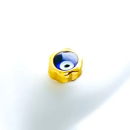 Contemporary Mini Evil Eye 21k Gold Earrings