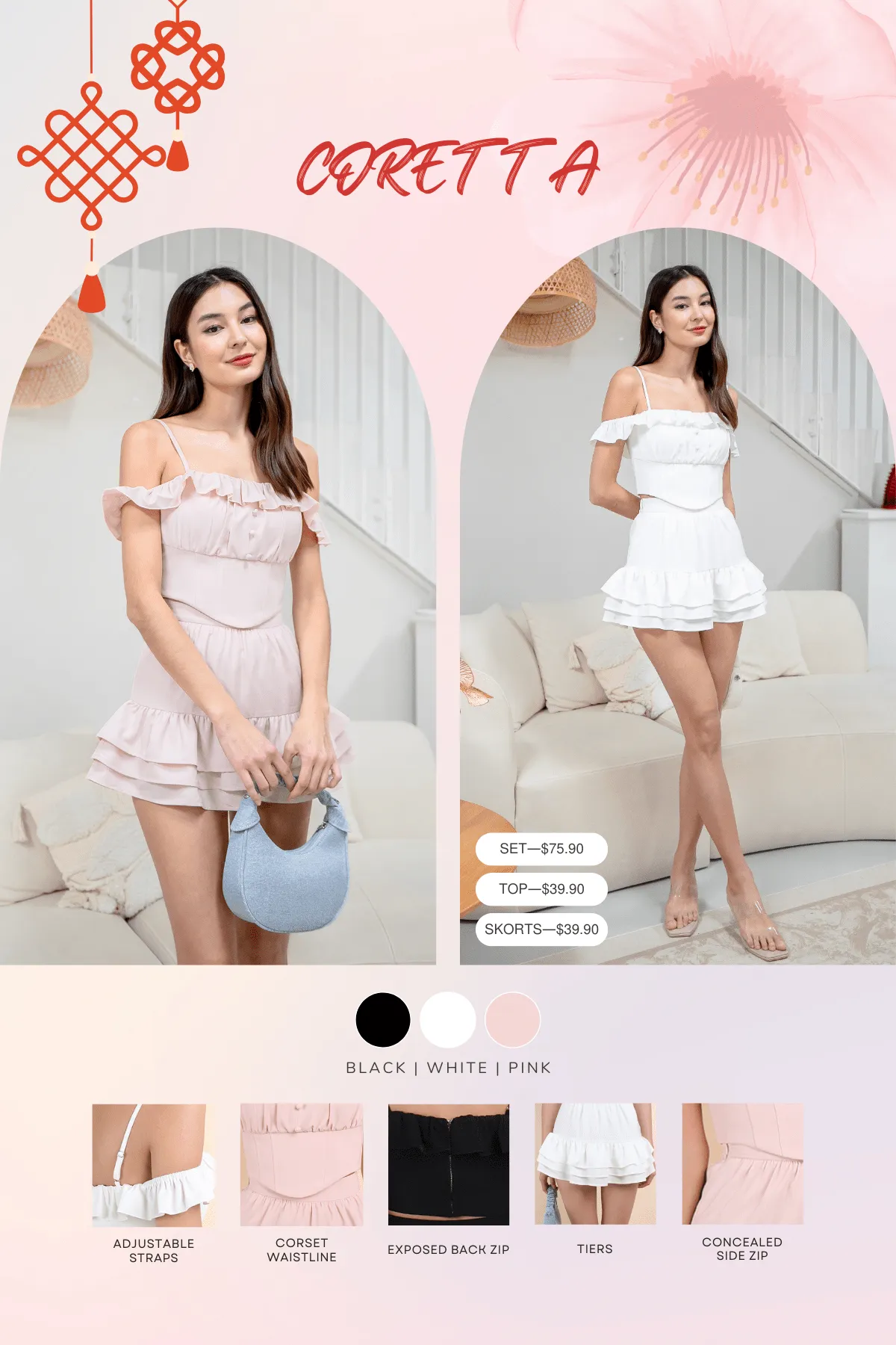 CORETTA OFFSIE TOP IN PINK