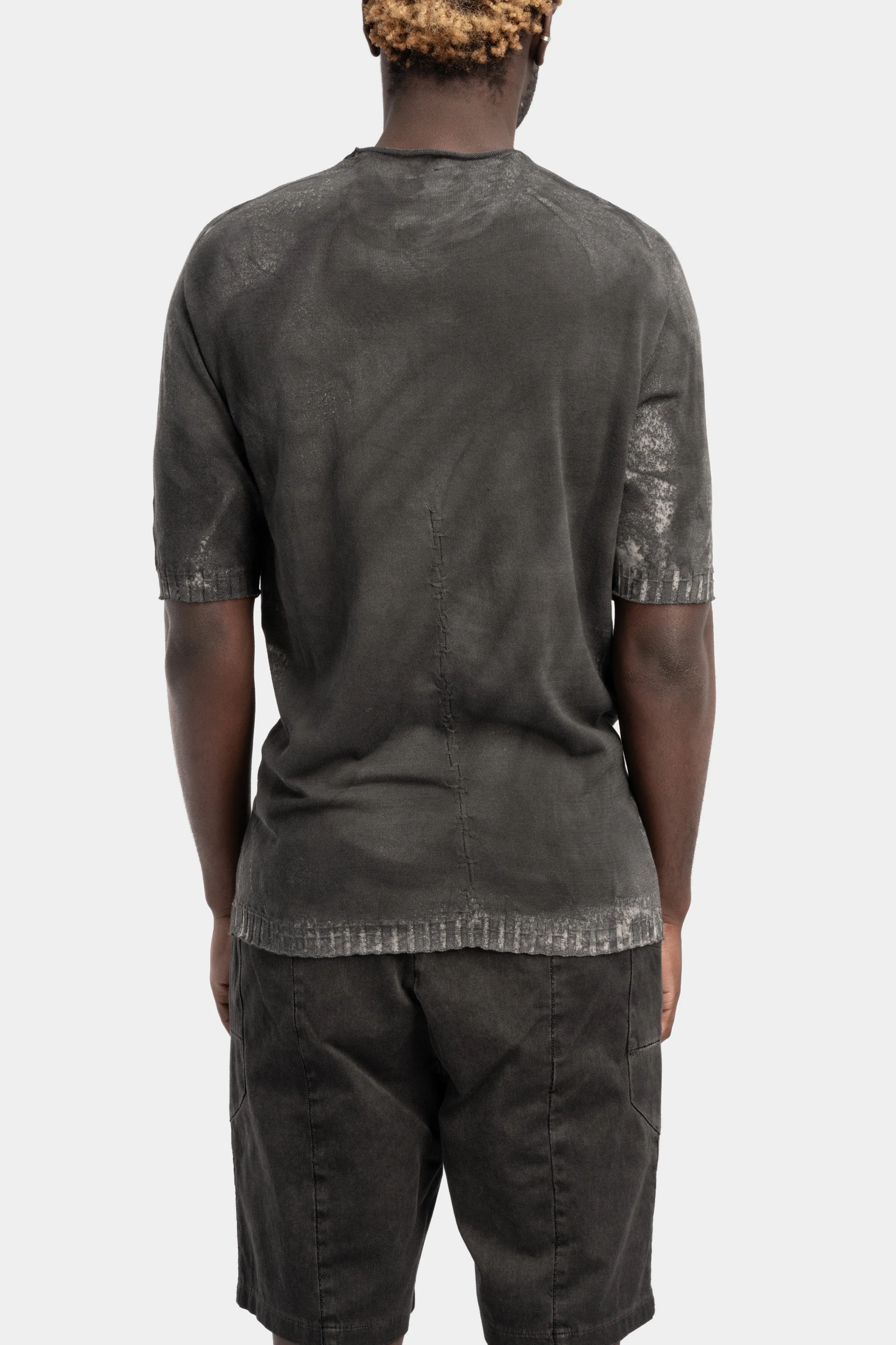 Cotton knit T-Shirt, Anthracite salt dye