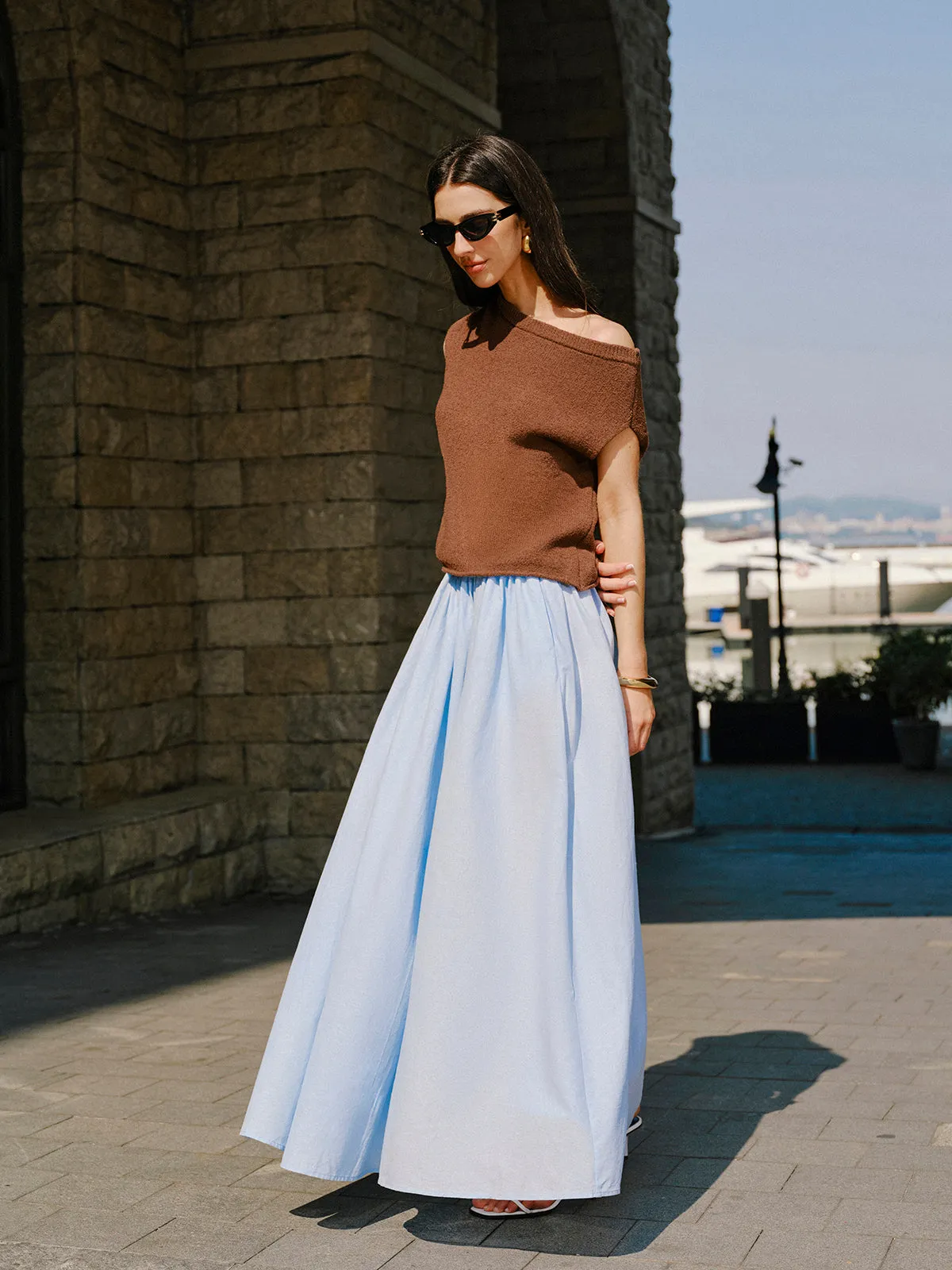 Cotton Off-Shoulder Knit Top