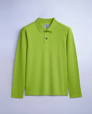 Cotton Polo Full Sleeve Unisex Apple Green Without Pocket