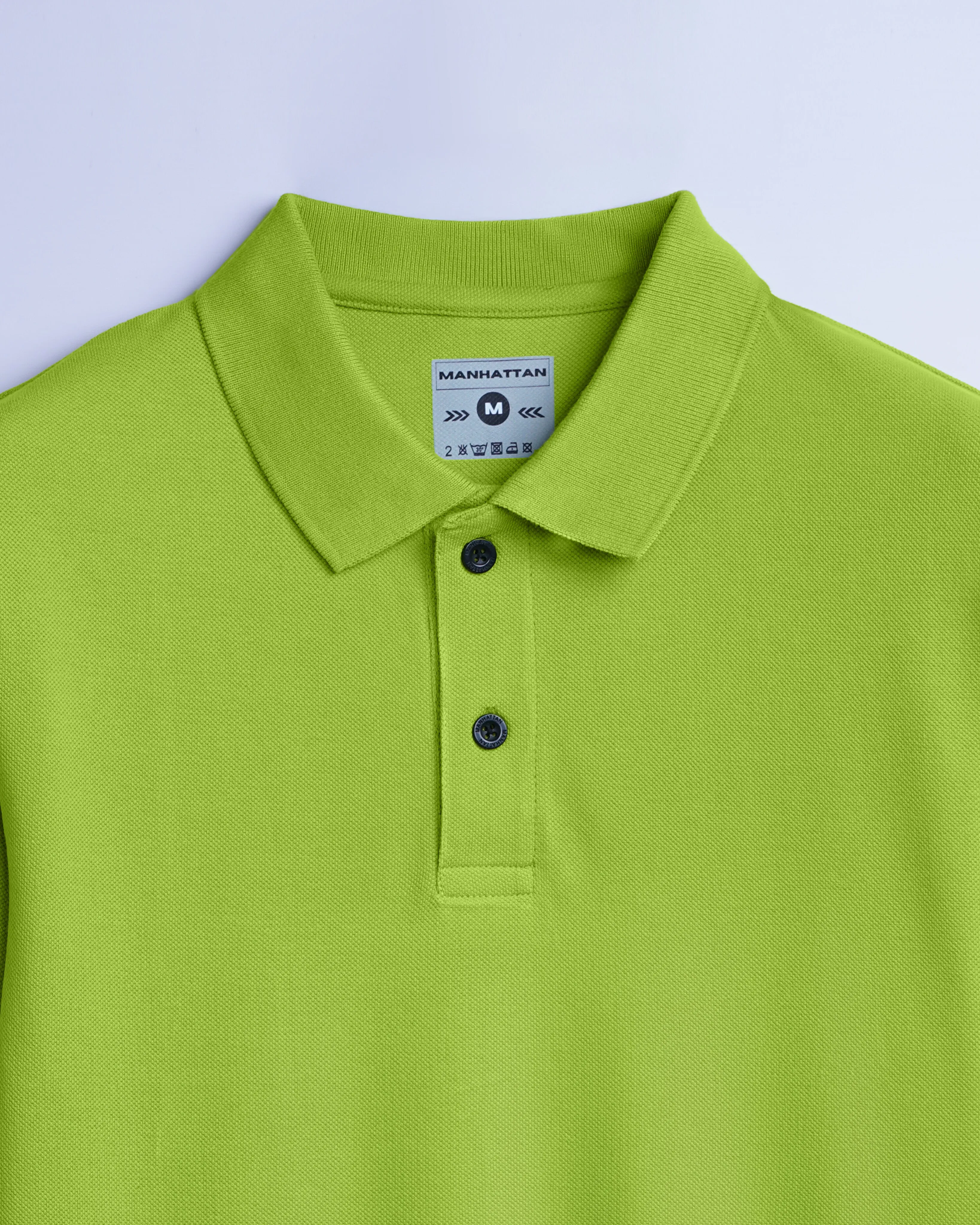 Cotton Polo Full Sleeve Unisex Apple Green Without Pocket