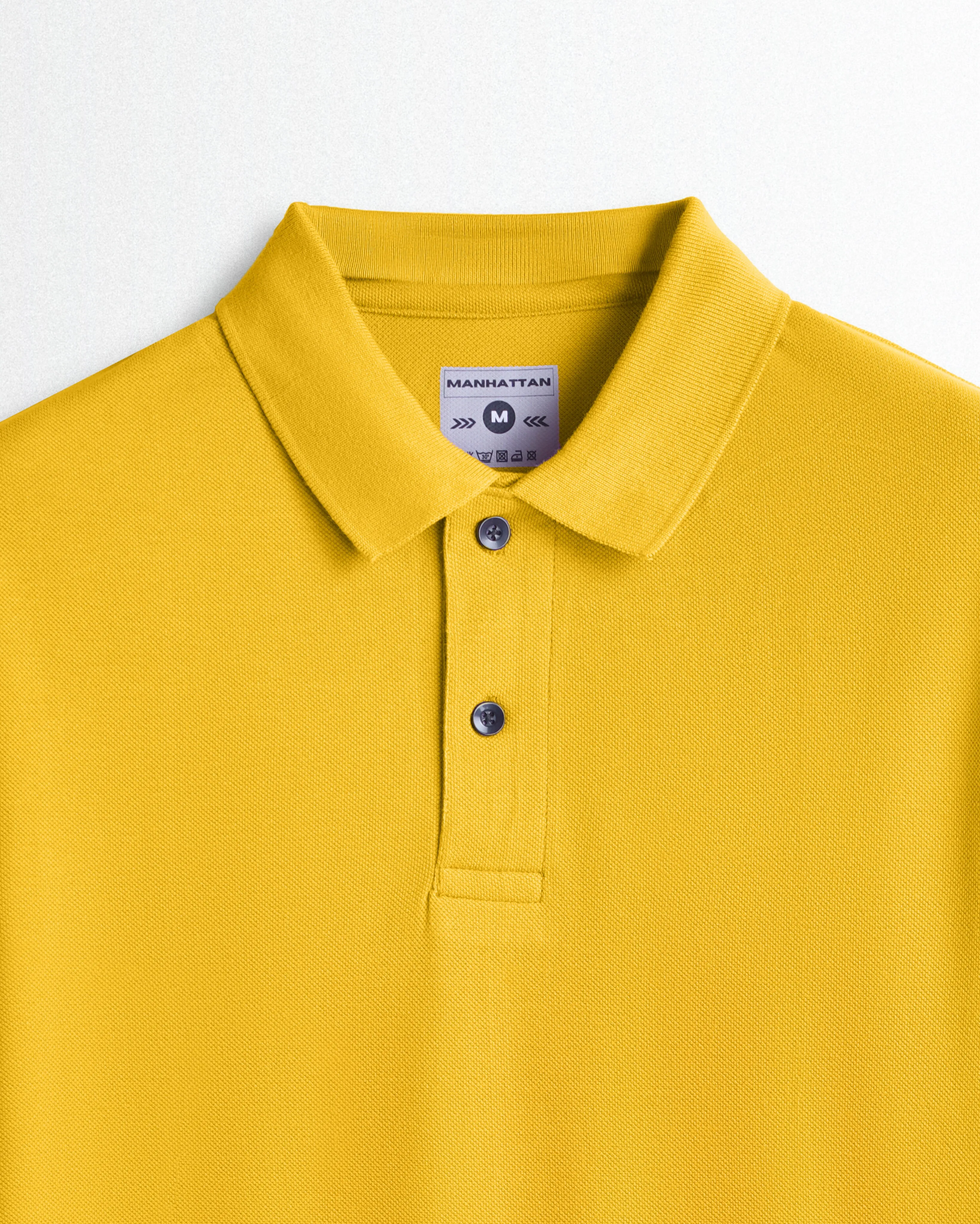 Cotton Polo Full Sleeve Unisex Golden Yellow Without Pocket