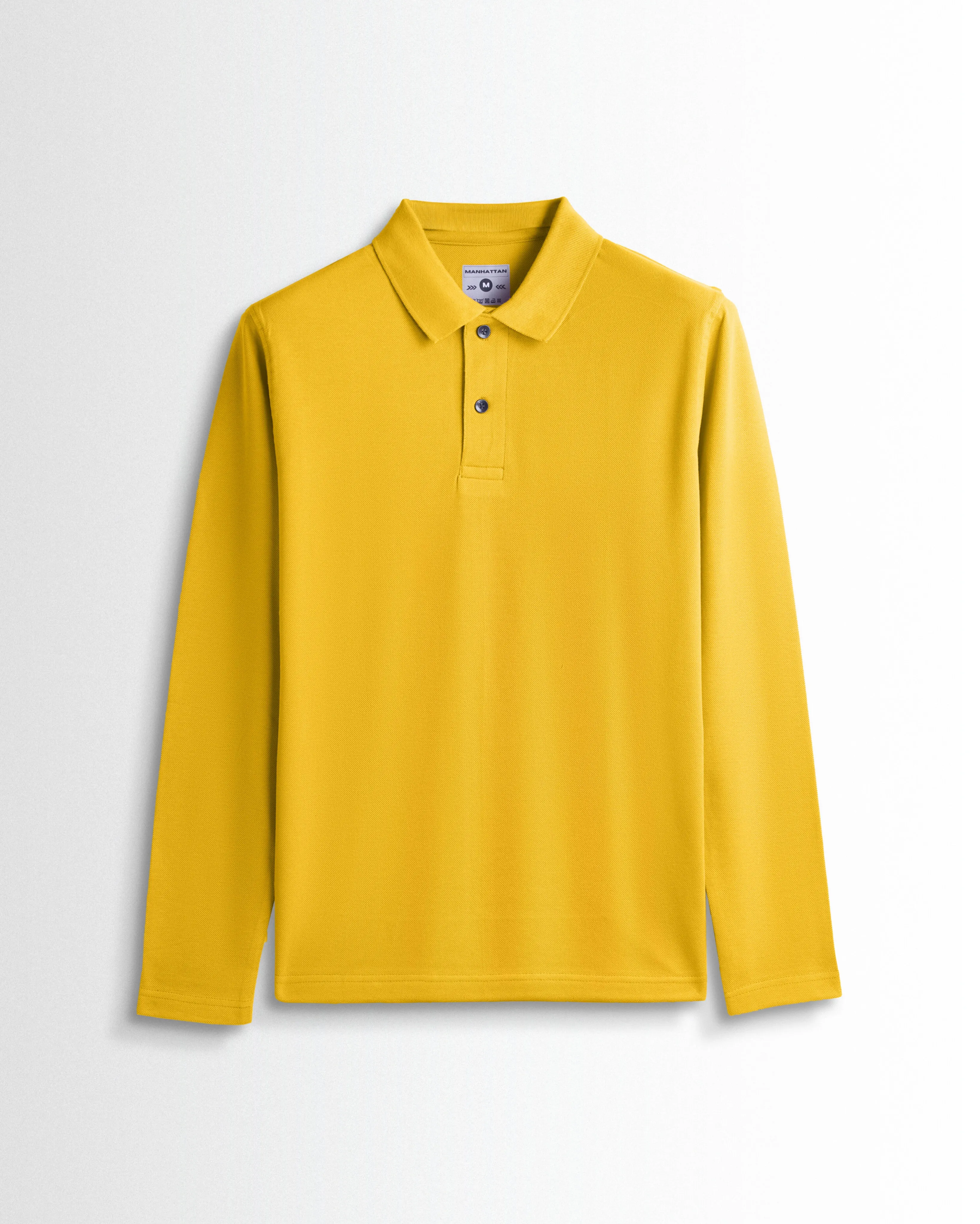 Cotton Polo Full Sleeve Unisex Golden Yellow Without Pocket