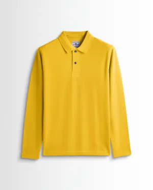Cotton Polo Full Sleeve Unisex Golden Yellow Without Pocket