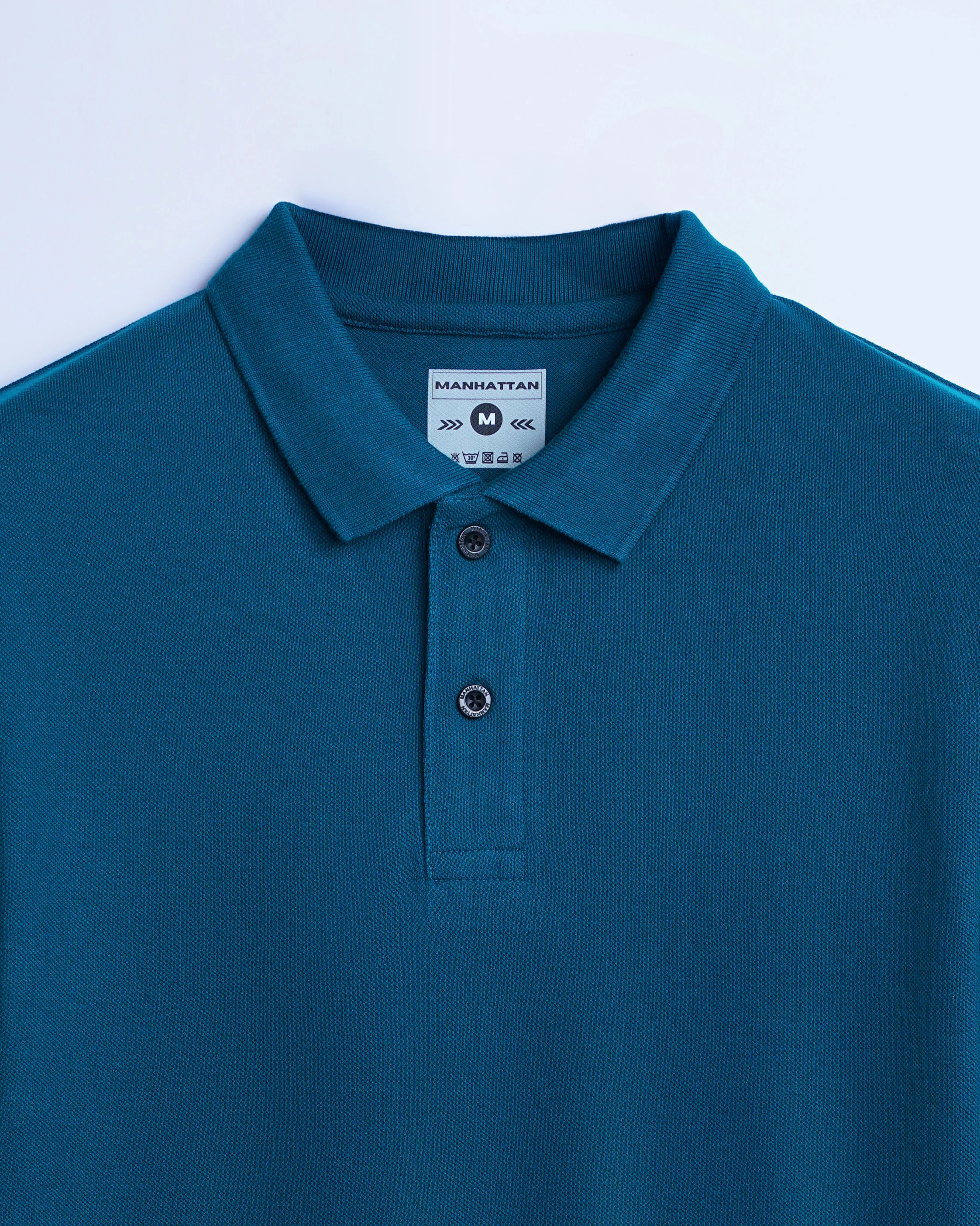 Cotton Polo Full Sleeve Unisex Teal Green Without Pocket