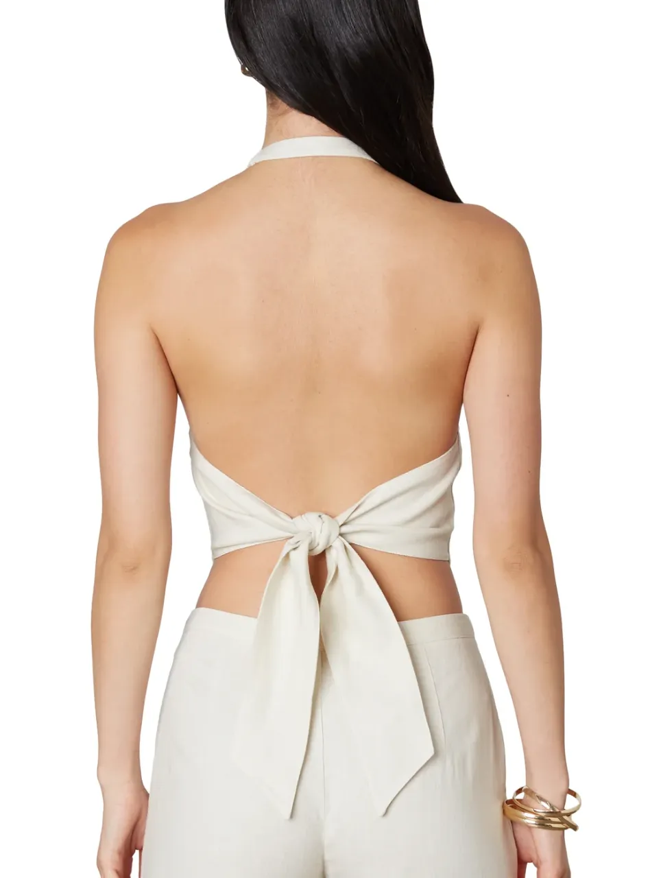 Cowl Neck Linen Halter Top