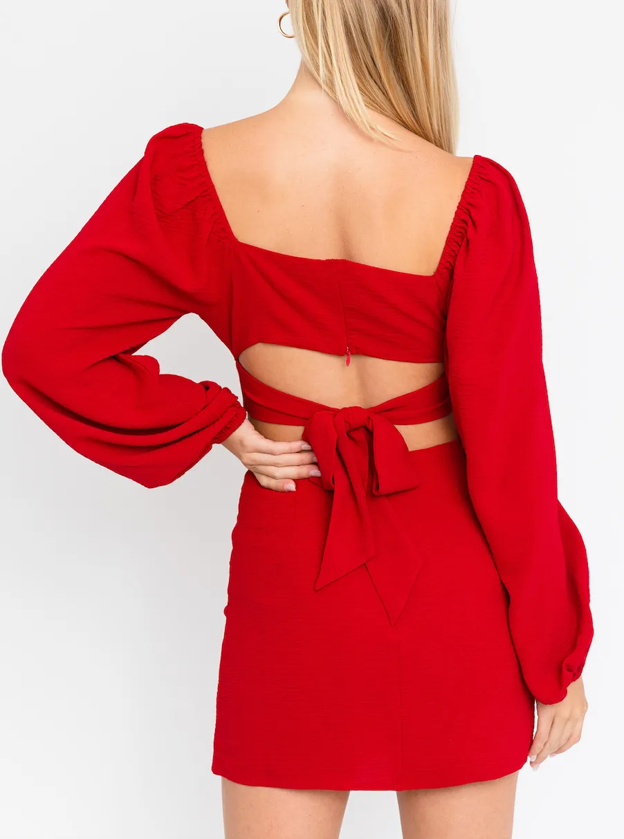 Cowl Neck Tie Back Crop Top