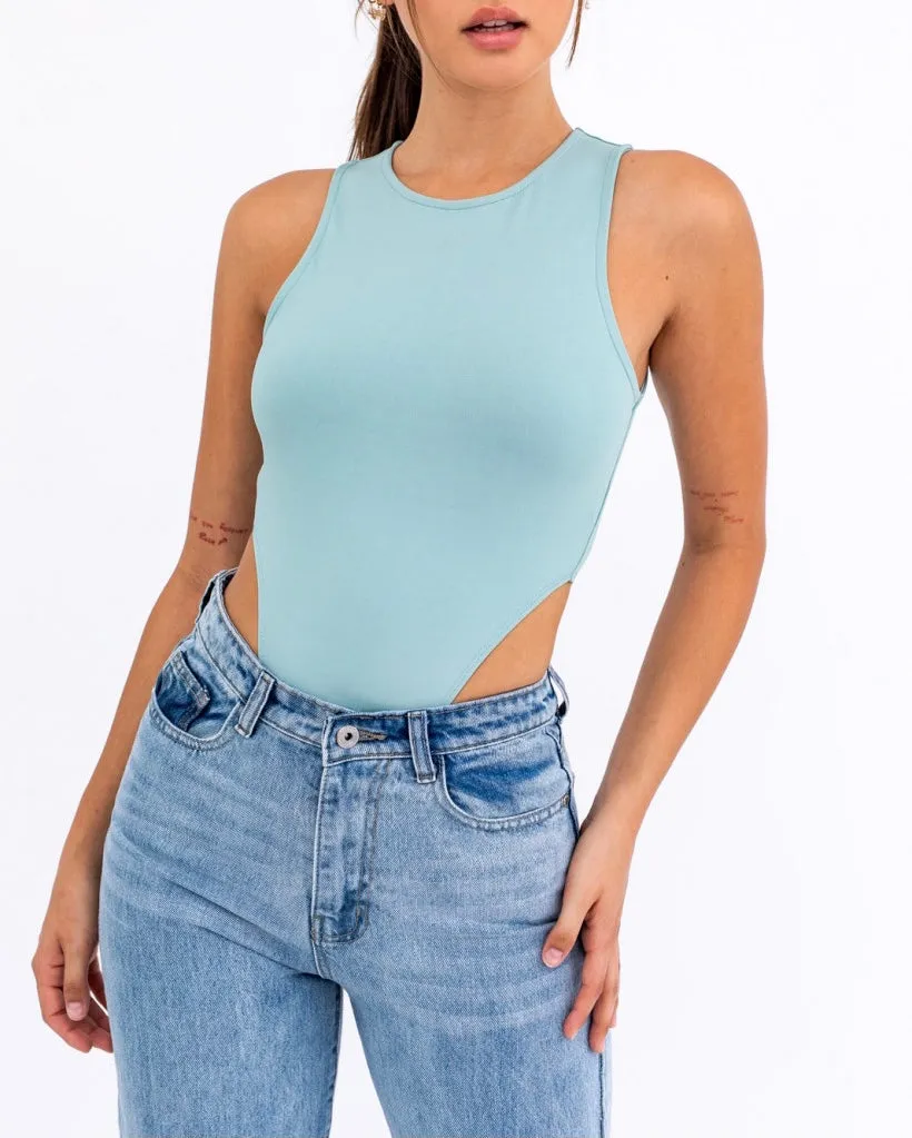 Crew Neck High Cut Sleeveless Bodysuit