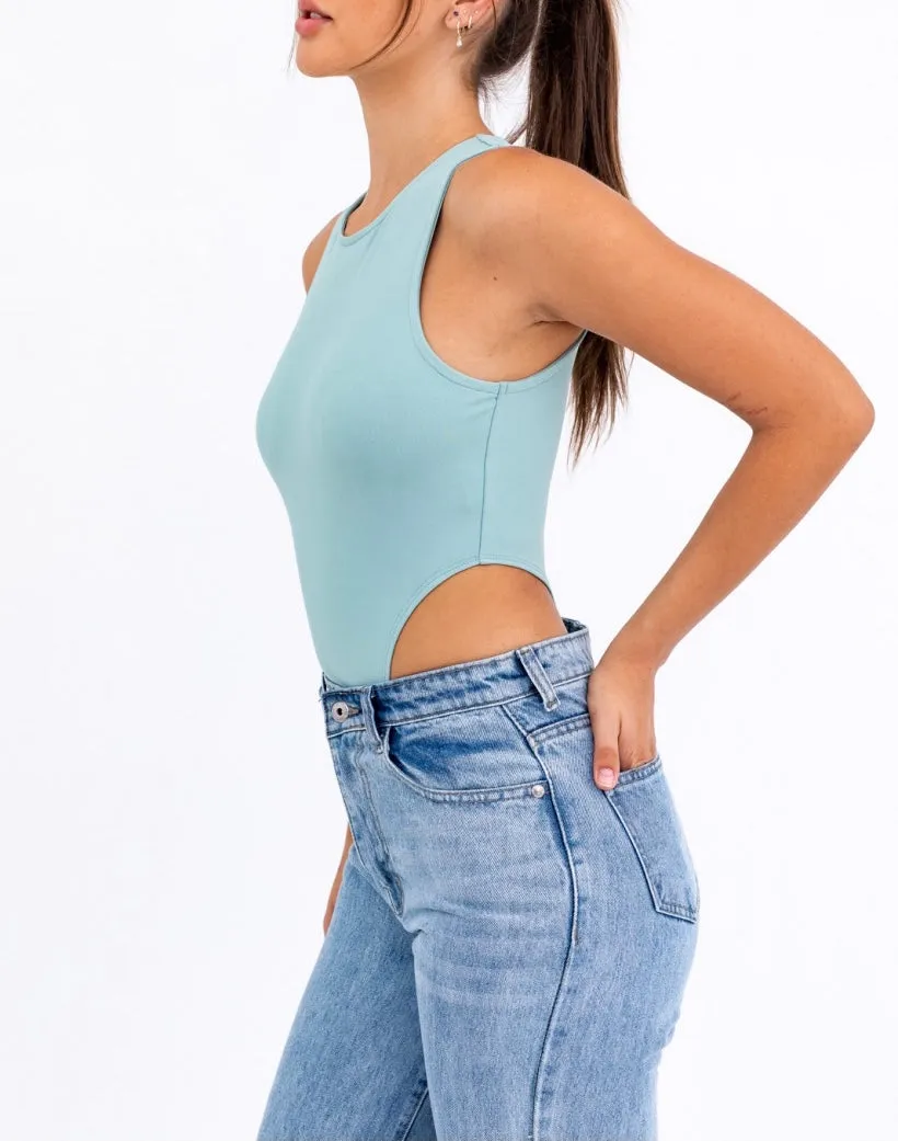 Crew Neck High Cut Sleeveless Bodysuit