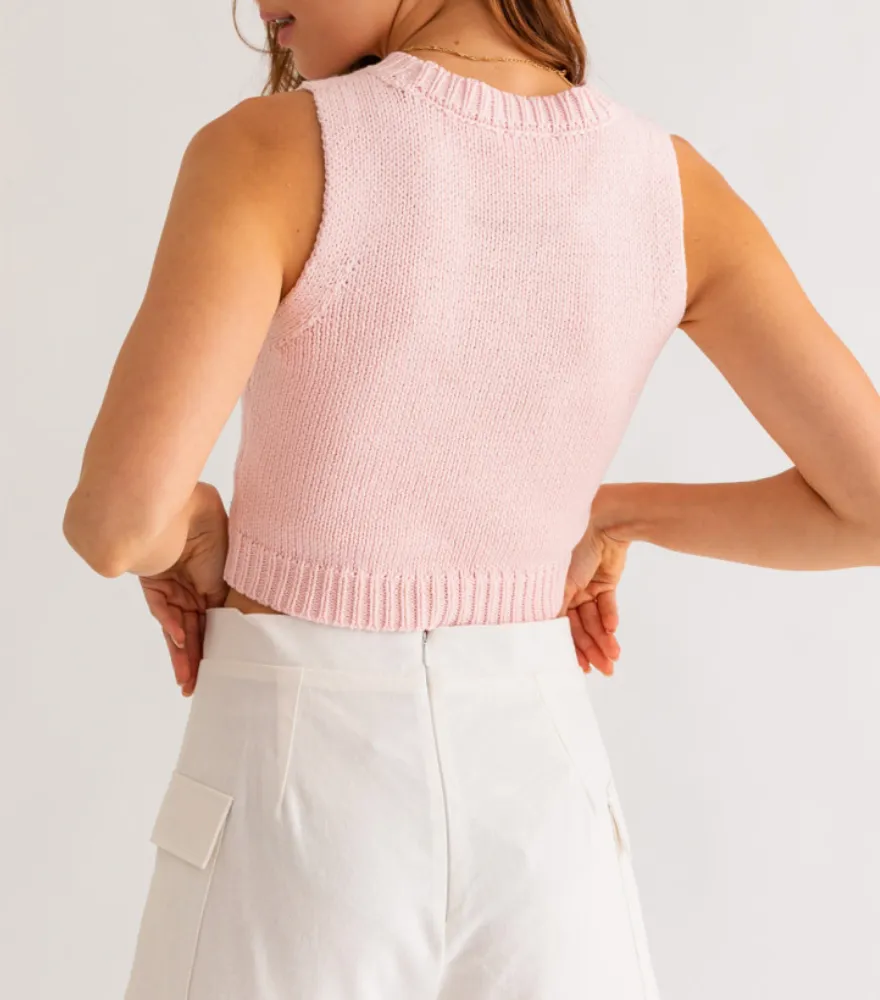 Crewneck Sleeveless Sweater Tank Top