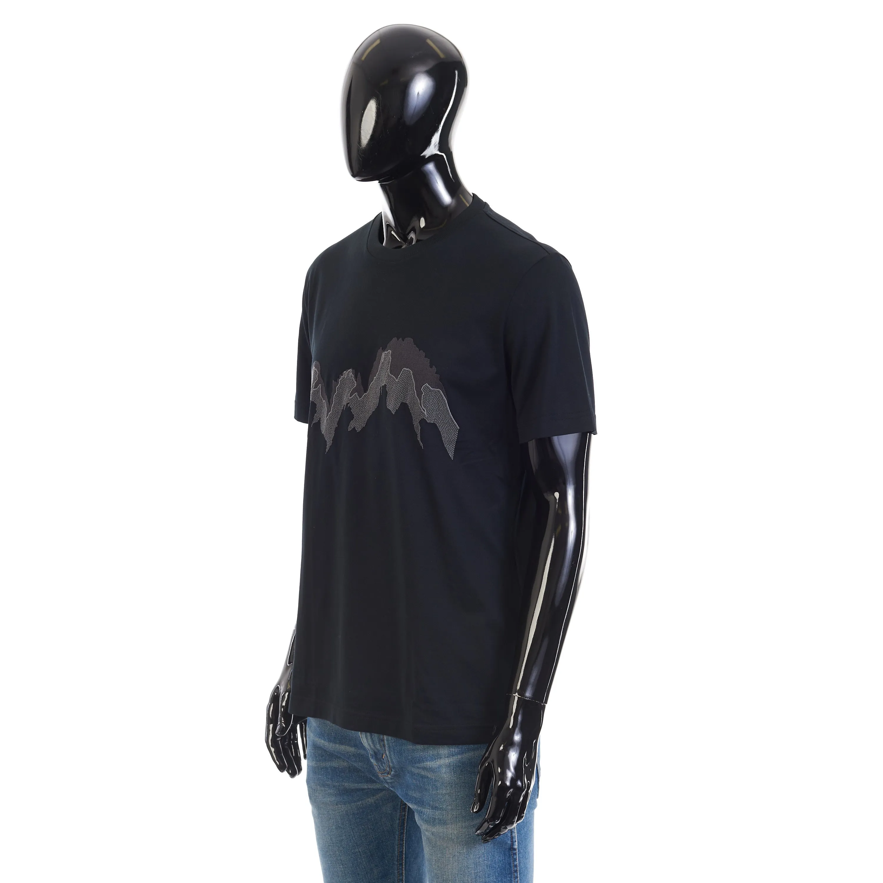 Crewneck Tshirt In Black Cotton