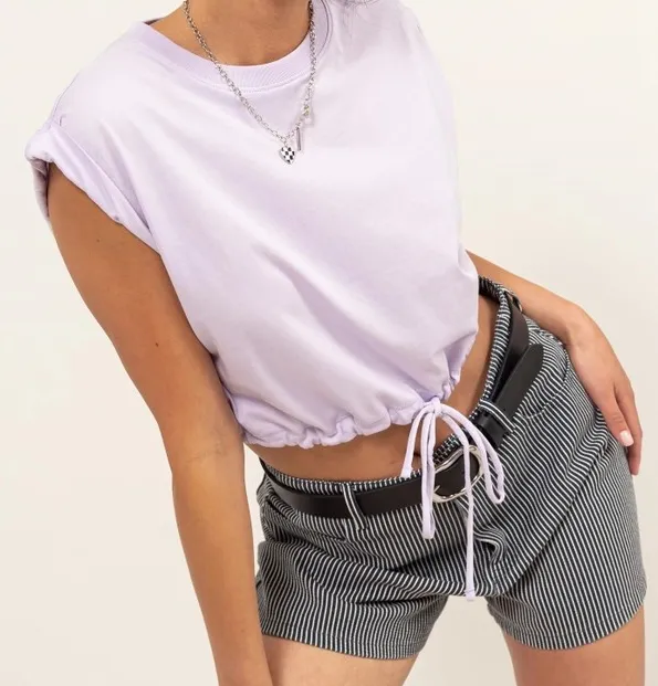 Cropped Drawstring Top - Lavender