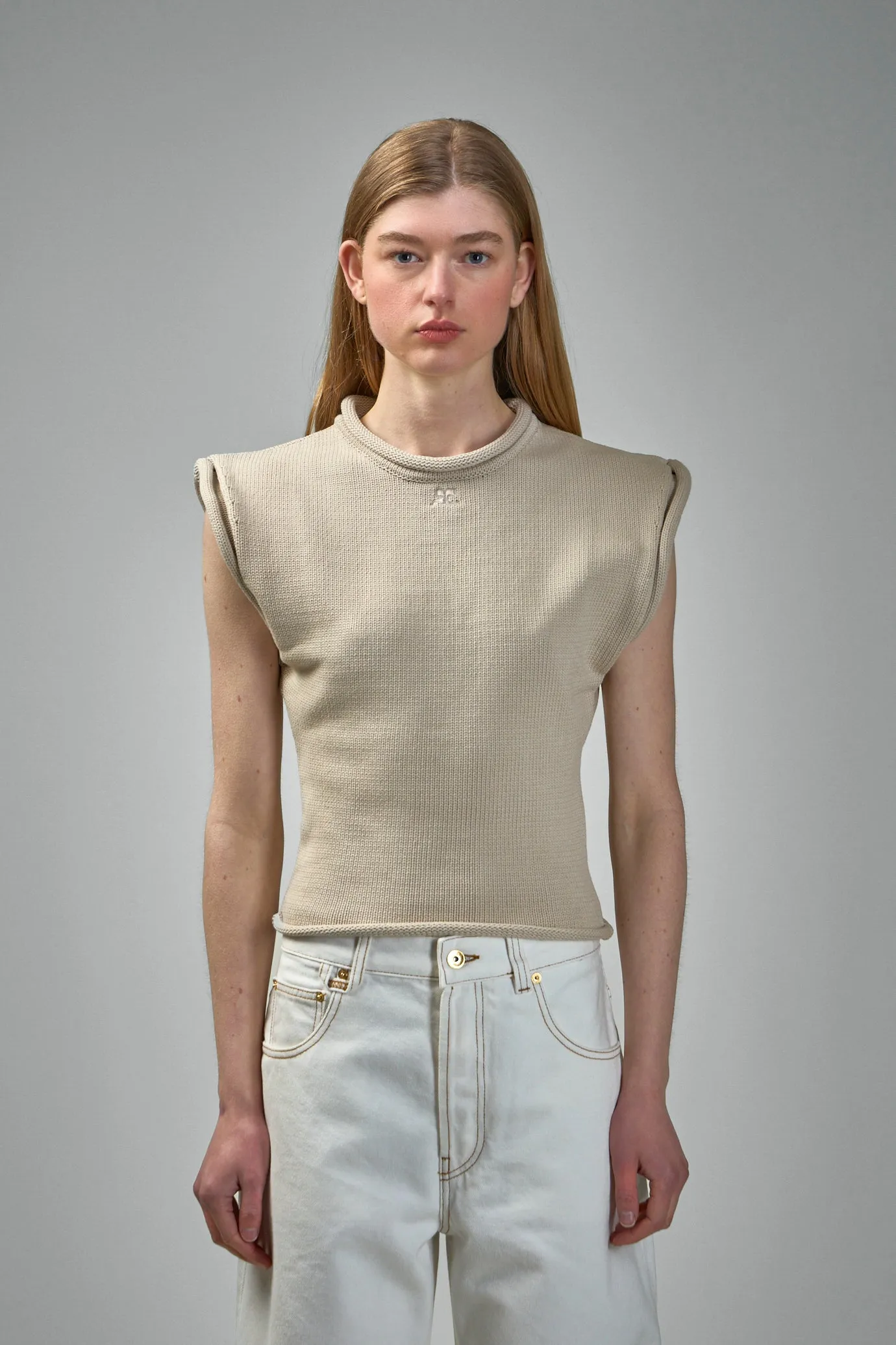 Cropped Sleeveless Sweater