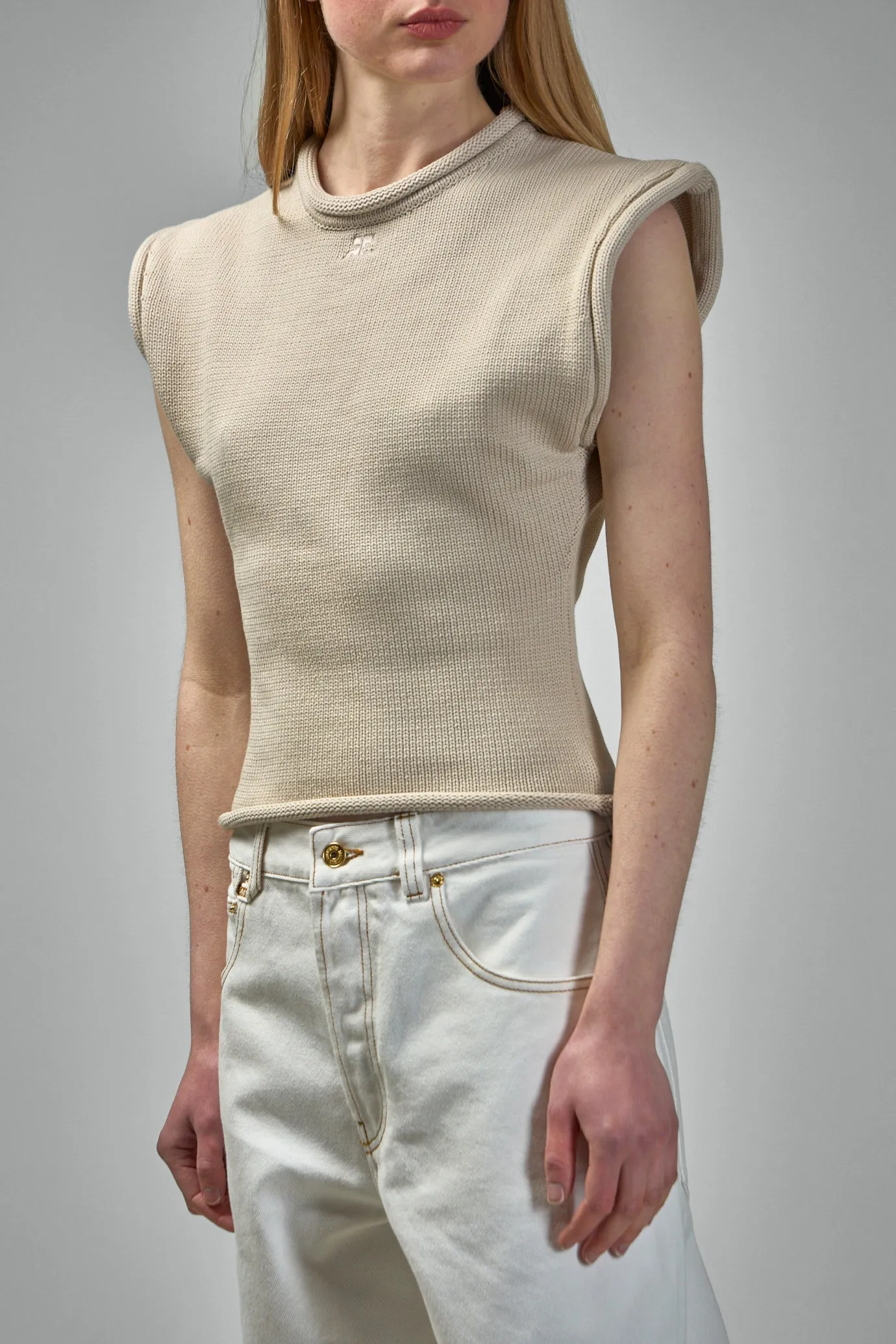 Cropped Sleeveless Sweater