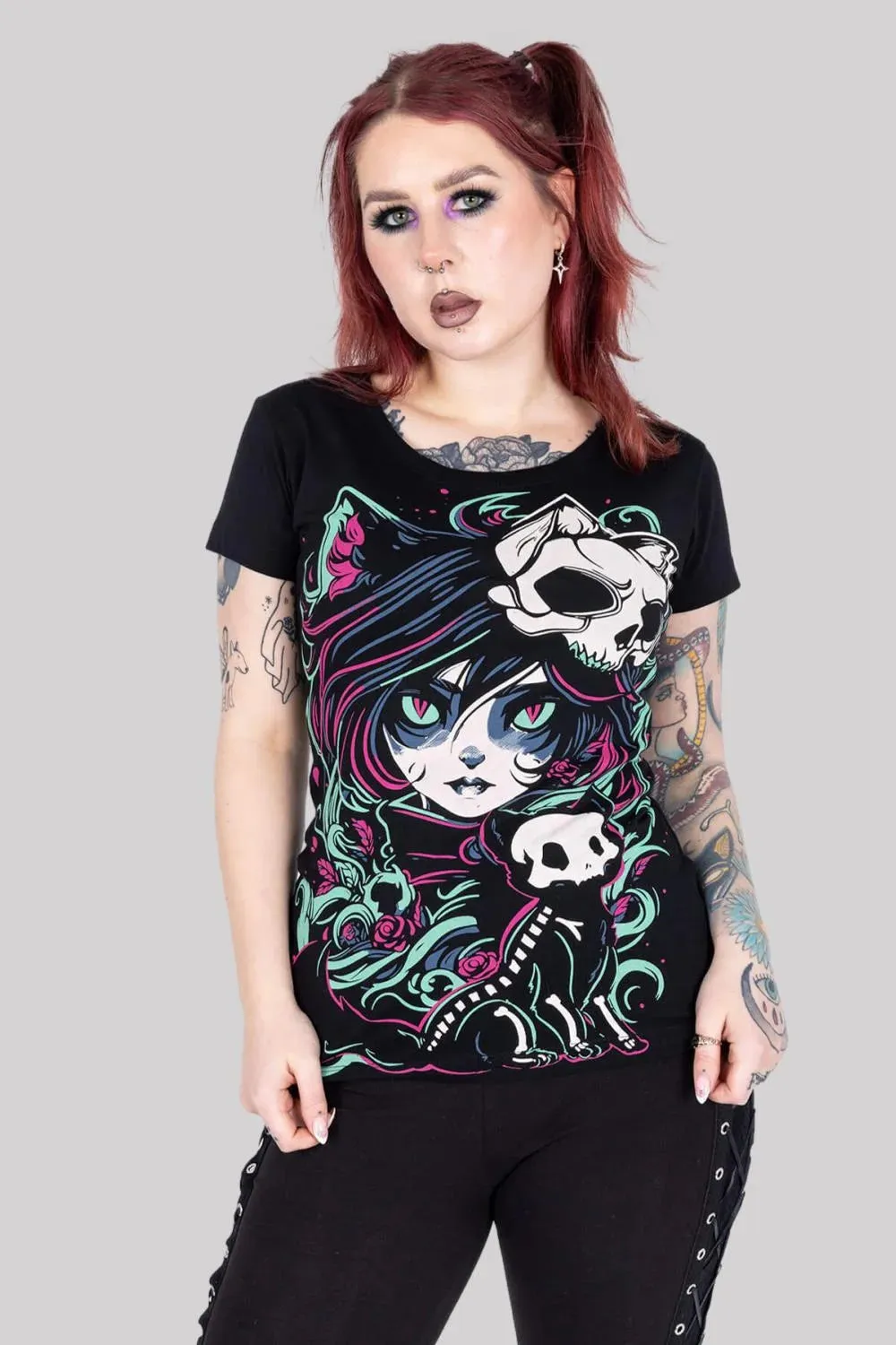 Cupcake Cult Cat Demon Tee - Gothic Fashion - Women's T-Shirt