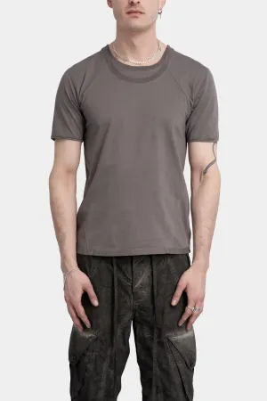 Double neck cotton tee, Gravel grey
