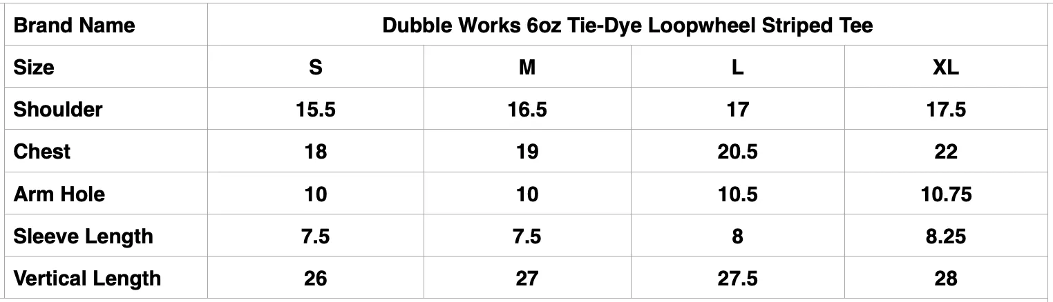 Dubble Works 6oz Tie-Dye Loopwheel Striped Tee (Brown X Blue)
