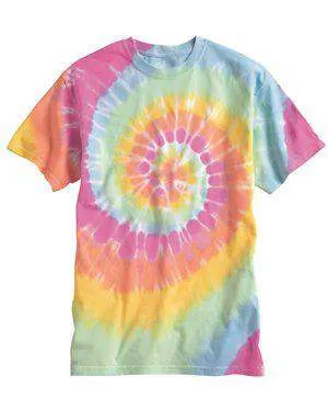Dyenomite Men's Multi-Color Spiral Tie-Dye T-Shirt - 200MS