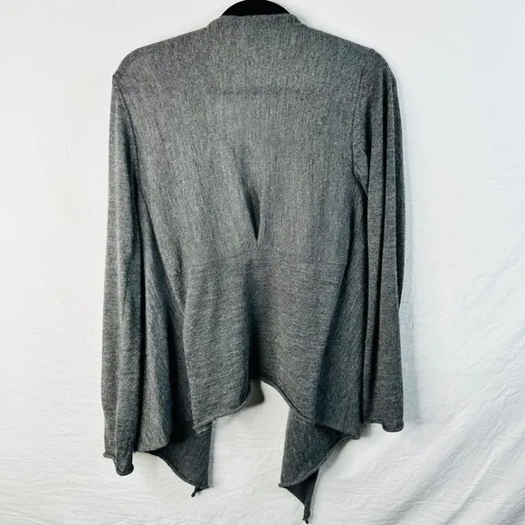 Eileen Fisher Gray Knit Open Front Cardigan Sweater Drape Small Warm