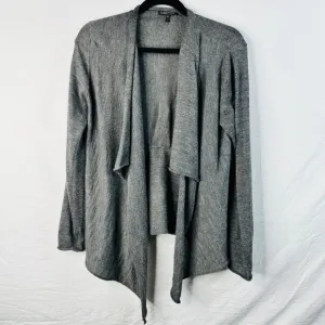 Eileen Fisher Gray Knit Open Front Cardigan Sweater Drape Small Warm
