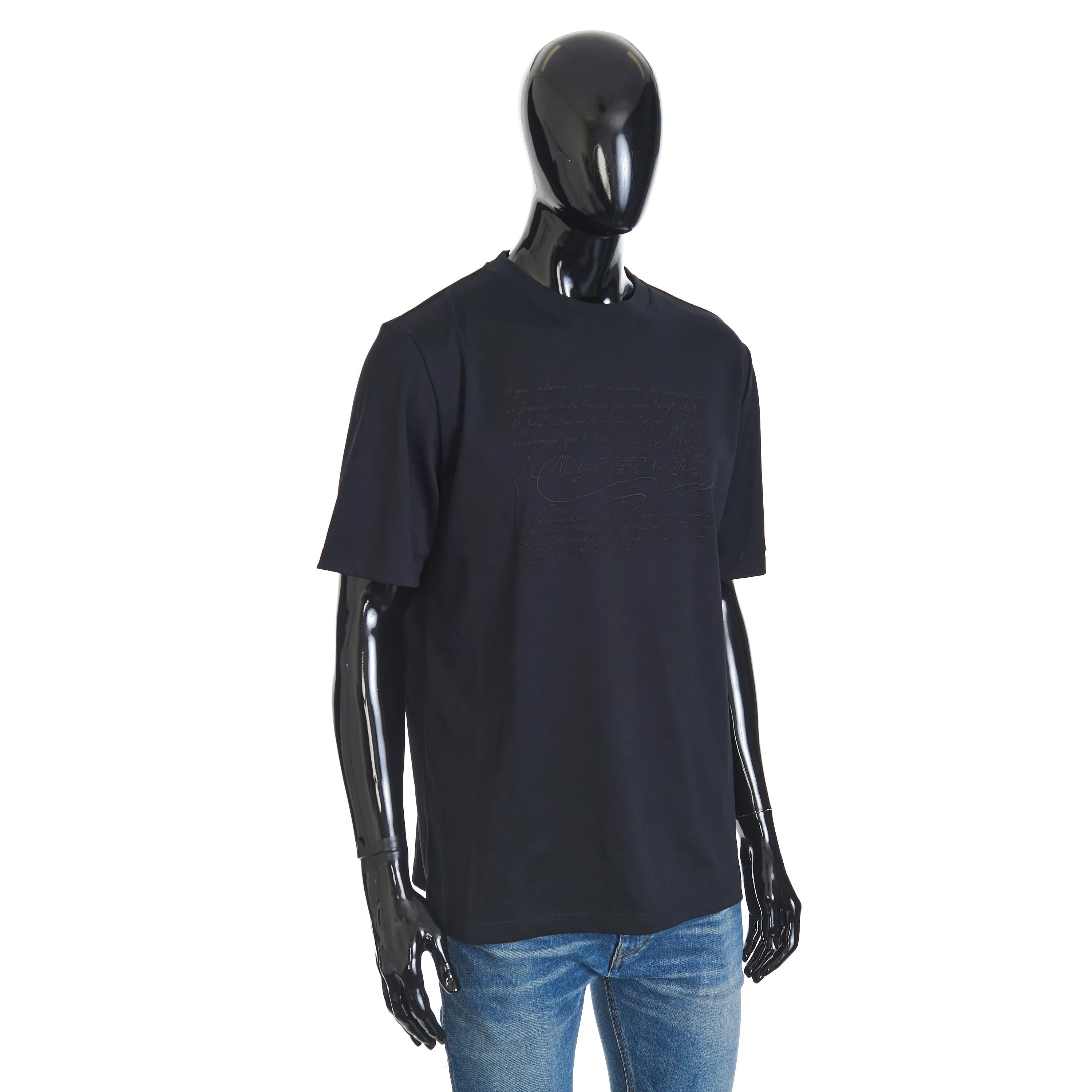 Embroidered Scritto T-shirt In Black Cotton