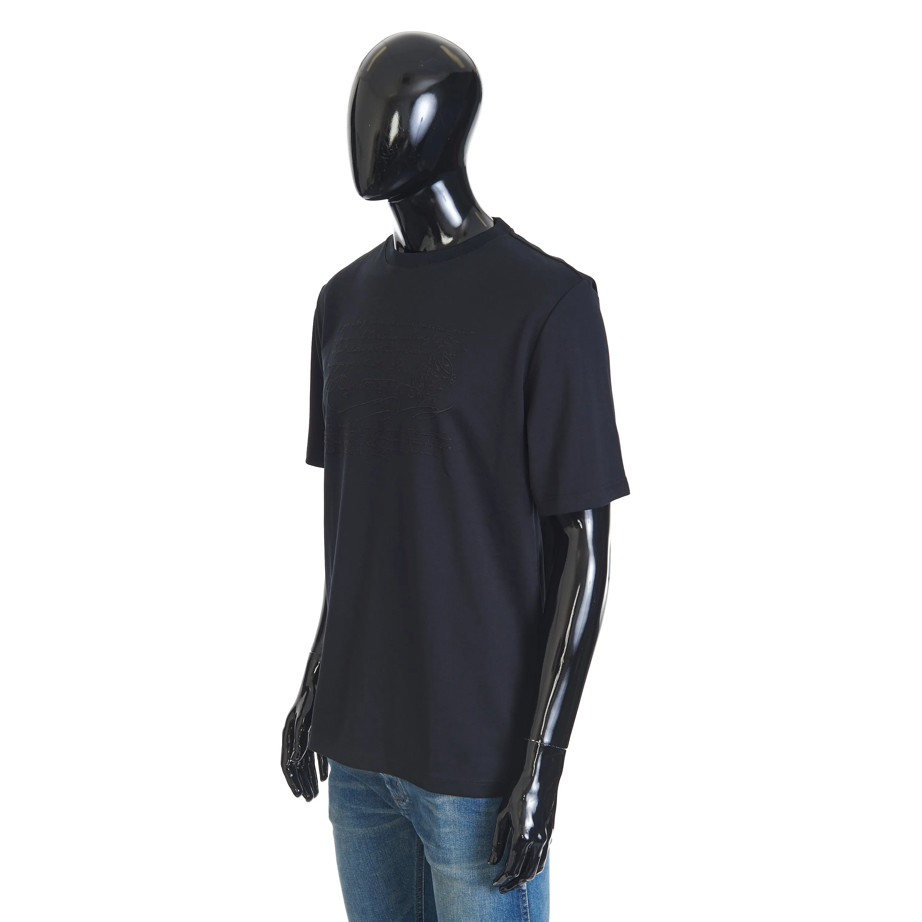 Embroidered Scritto T-shirt In Black Cotton
