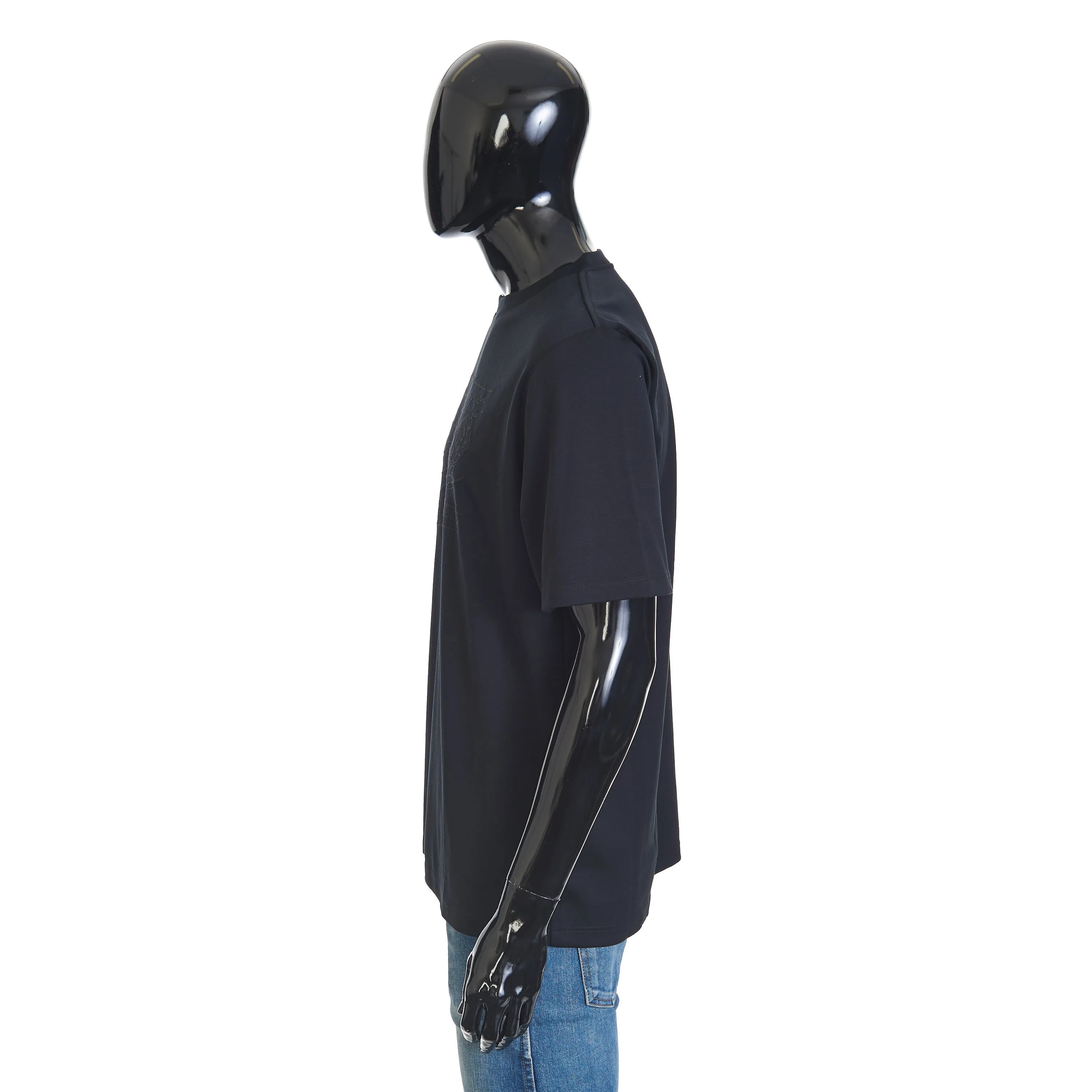 Embroidered Scritto T-shirt In Black Cotton