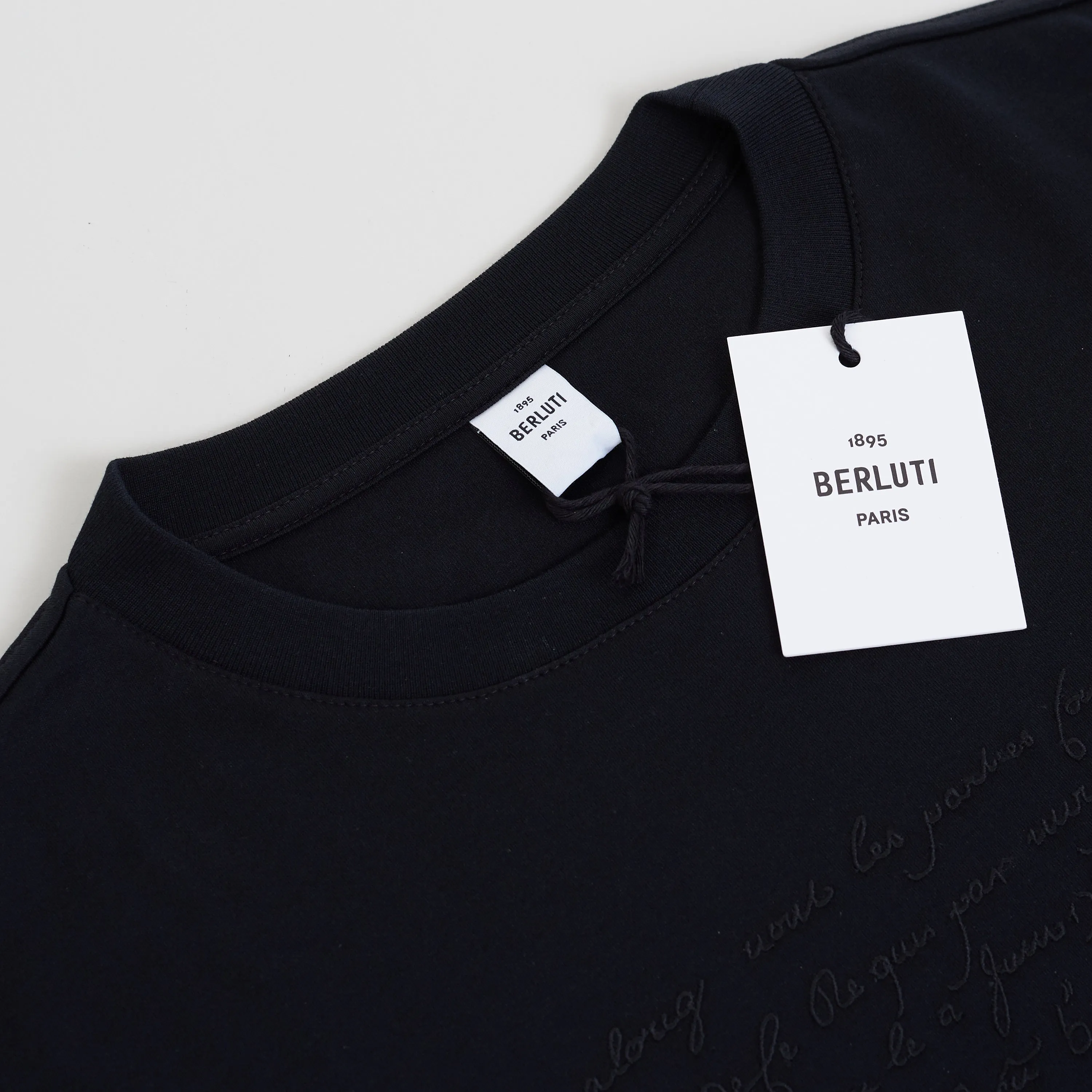 Embroidered Scritto T-shirt In Black Cotton