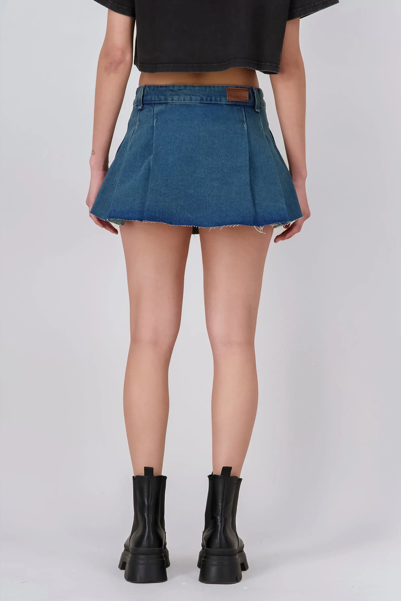 Falda mini denim tableada