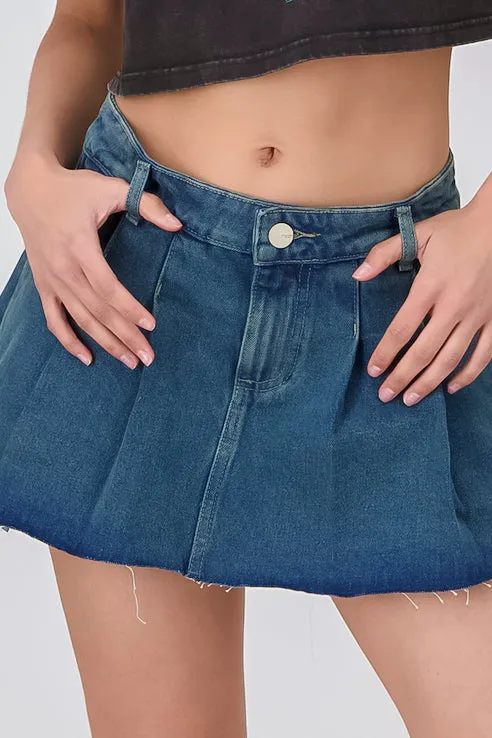 Falda mini denim tableada