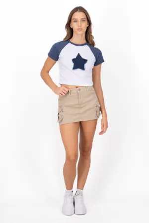 Falda short cargo 2 bolsas parche