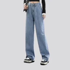 Fashion striped high waist women's jeans