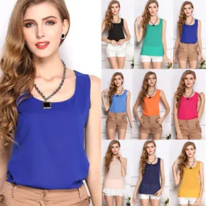 Fashion Women's Slim Casual Chiffon Vest Tops Tank Sleeveless Shirt Blouse