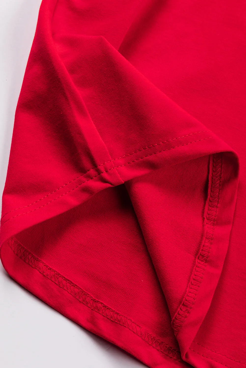 Fiery Red Heart Striped Raglan Sleeve Henley Top