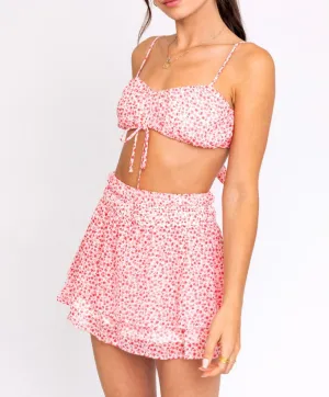 Floral Spaghetti Strap Tie Back Top