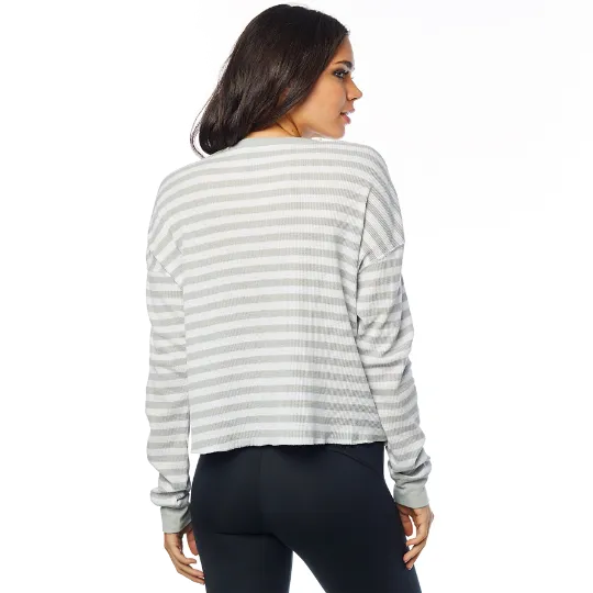 FOX WOMENS STRIPED OUT LS THERMAL CROP TOP [WHITE]