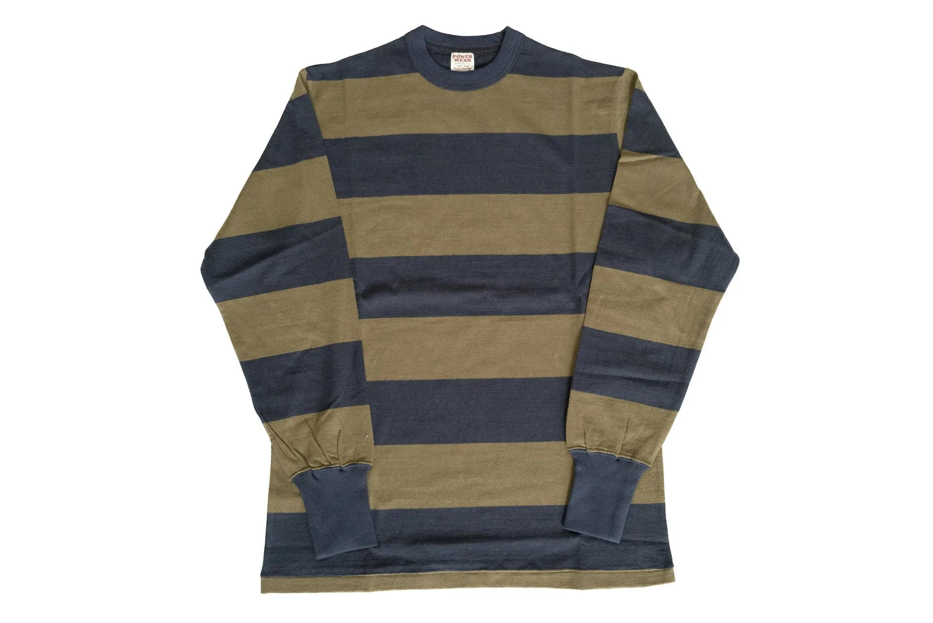 Freewheelers 6.5oz "Horizontal Striped" L/S Border Tee (Old Navy X Gray Khaki)
