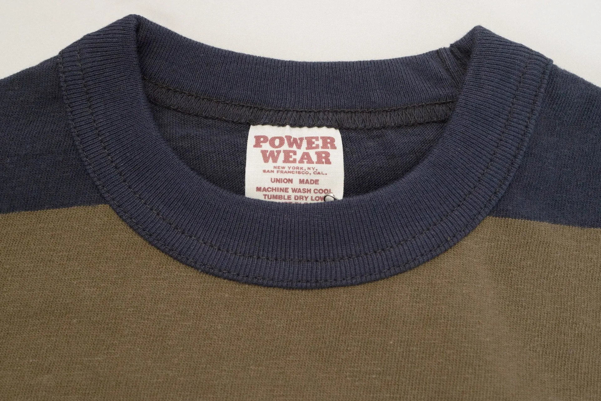 Freewheelers 6.5oz "Horizontal Striped" L/S Border Tee (Old Navy X Gray Khaki)
