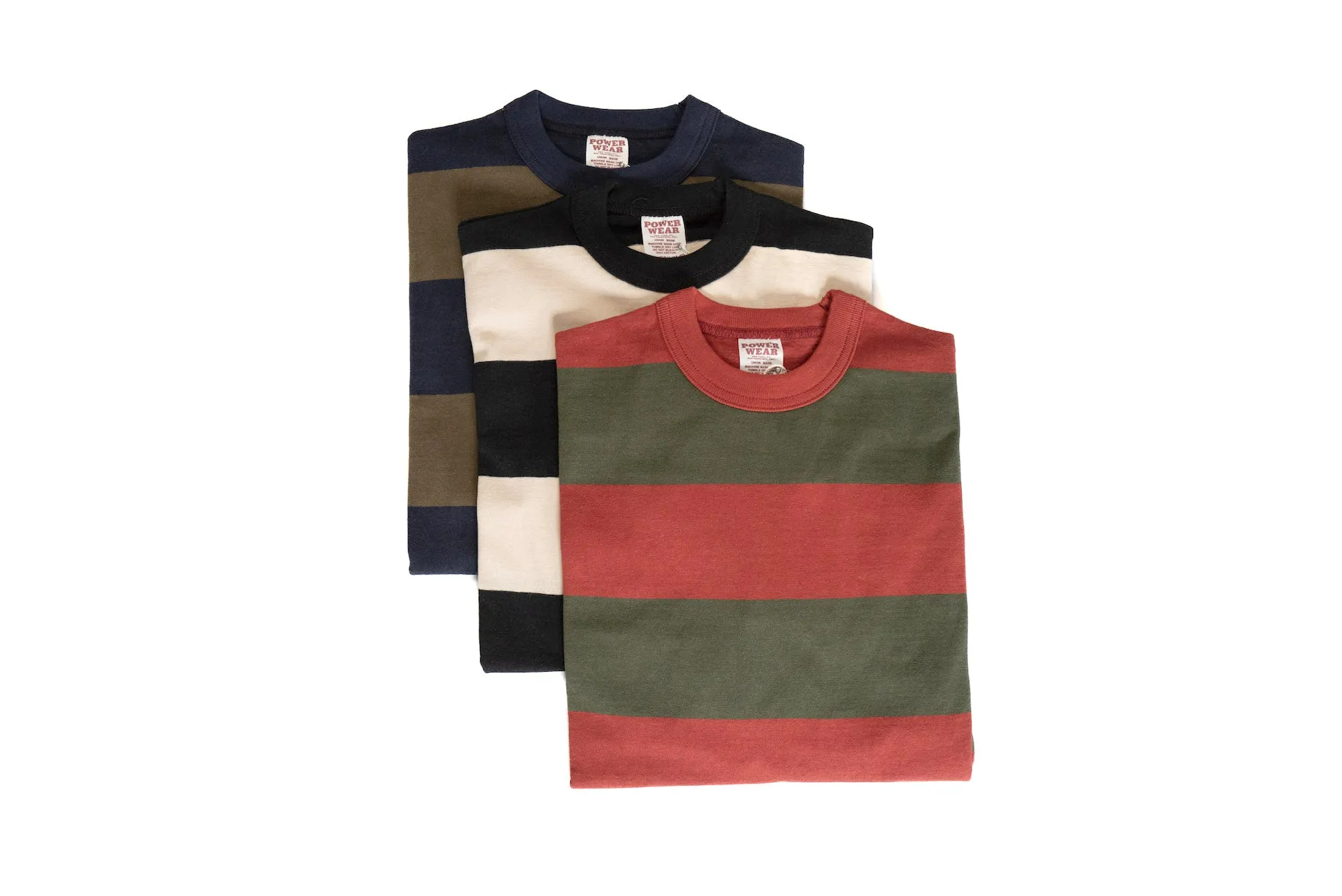 Freewheelers 6.5oz "Horizontal Striped" L/S Border Tee (Old Navy X Gray Khaki)