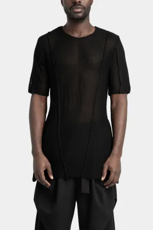 Front seams knit tee, Black