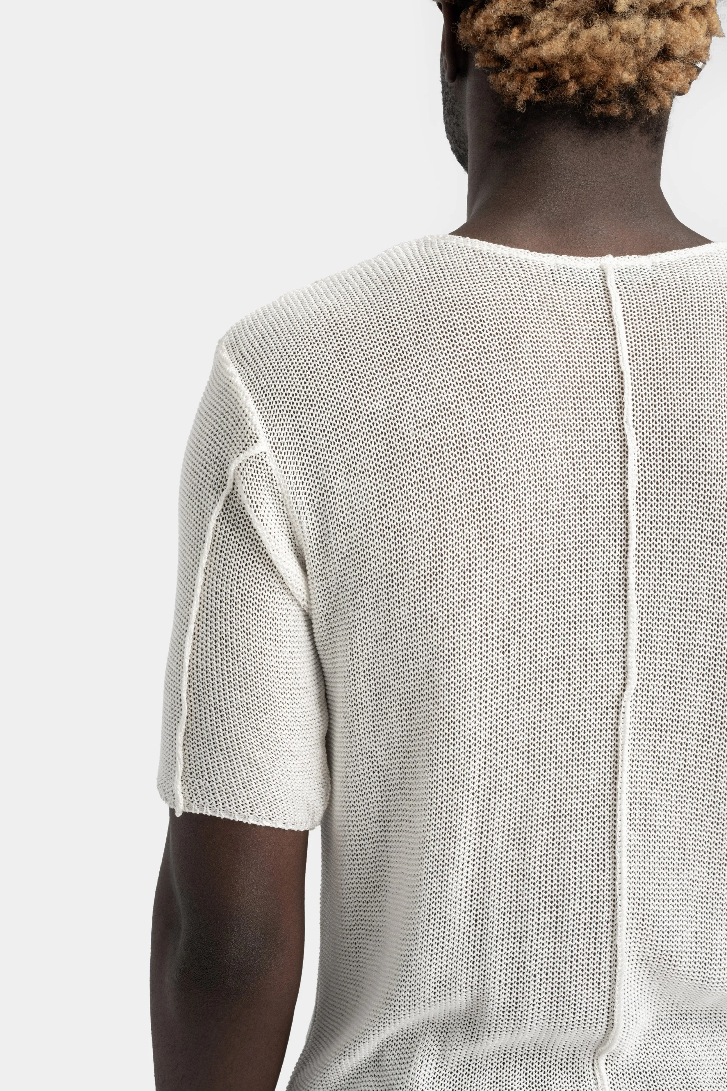 Front seams knit tee, White