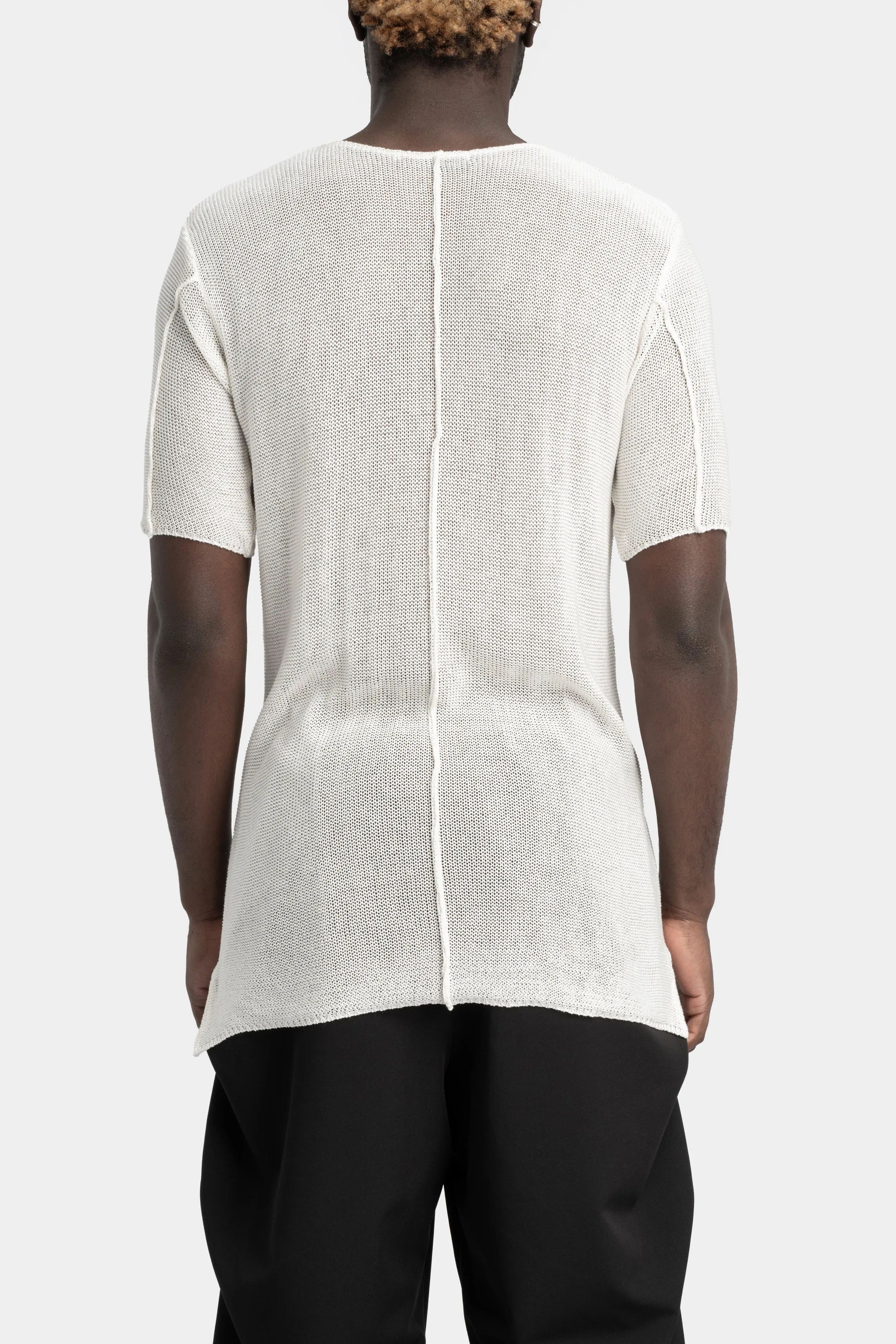 Front seams knit tee, White