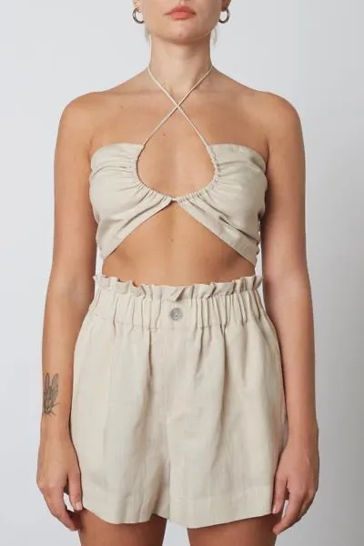 Gathered Linen Top