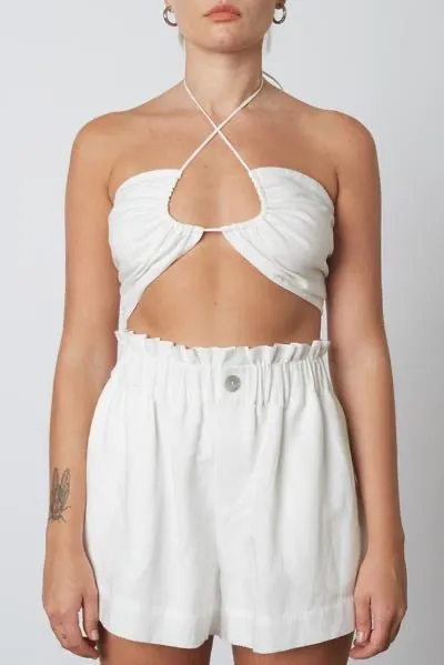 Gathered Linen Top