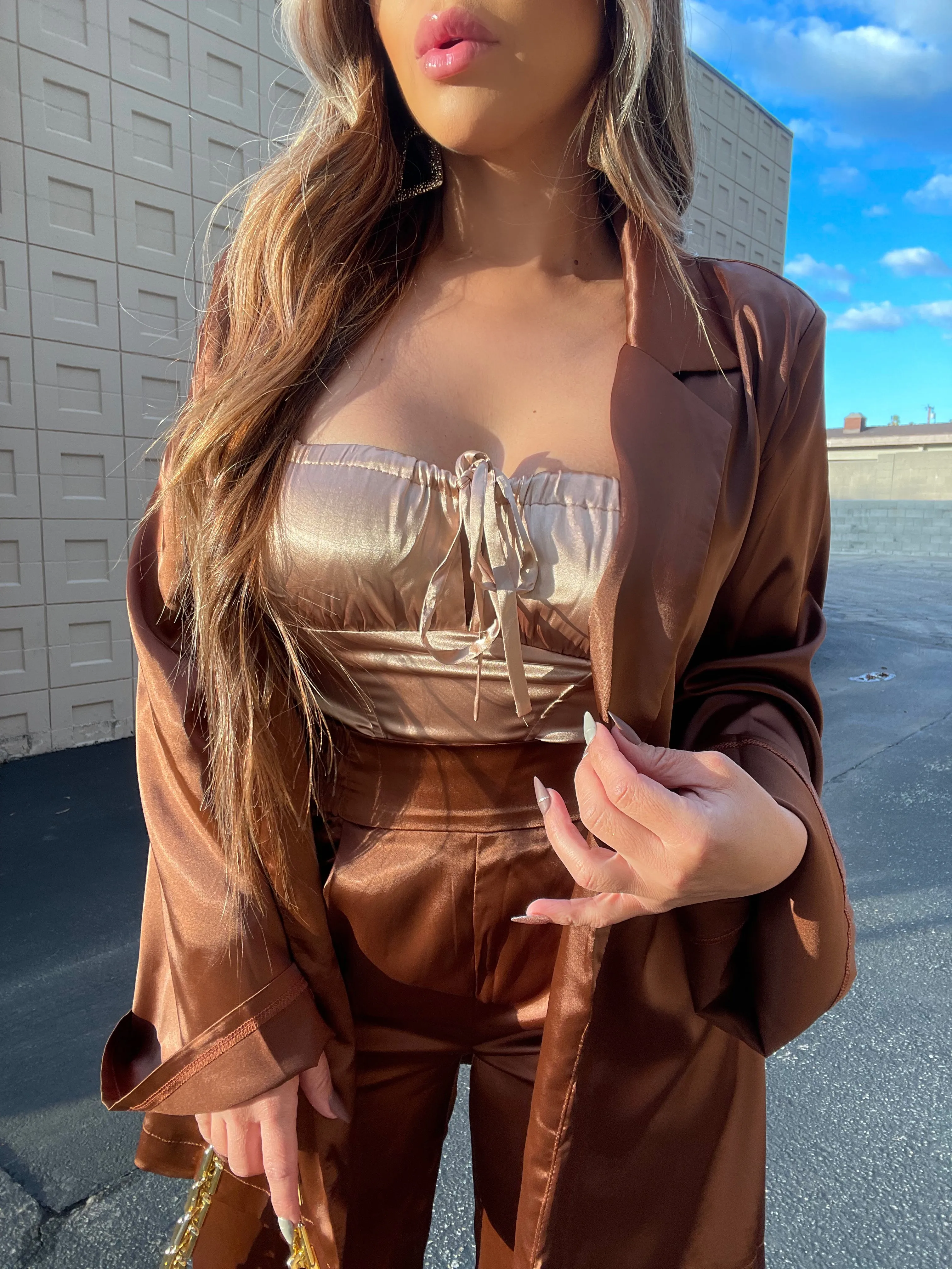 Georgina Silk Top (Taupe)