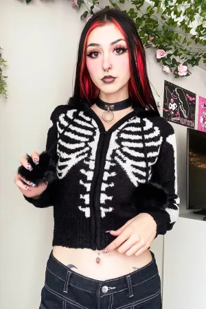 Gimme Bones Fuzzy Zip Crop Hoodie